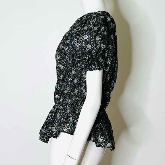 SEA of NY Ruched Floral Print Blouse High Low SZ 8 - Picture 4 of 12